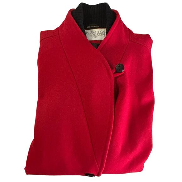 International Scene Women's Size 9/10 Red Vintage Wool Winter MaxiCoat Peacoat - Picture 1 of 16